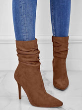 Ruched Stiletto Heeled Side Zipper Boots